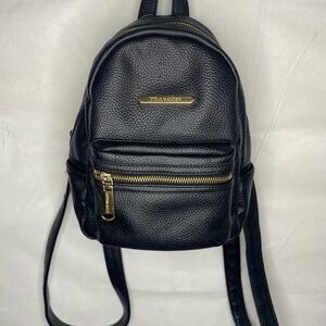 Steve Madden Bailey Mini Backpack - Black Faux Leather & Gold Hardware Used
